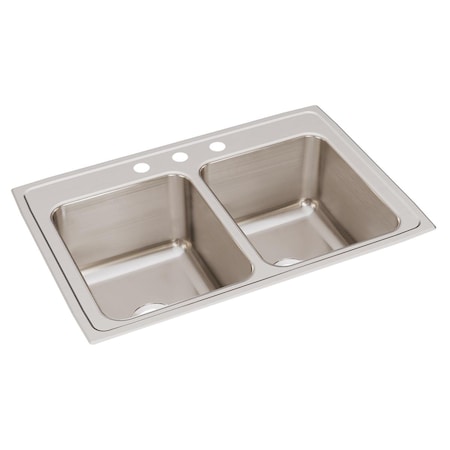Elkay Lustertone Ss 33 X 22 X 12.1 Equal Double Bowl Drop-In Sink W/ Quick-Clip DLRQ3322123